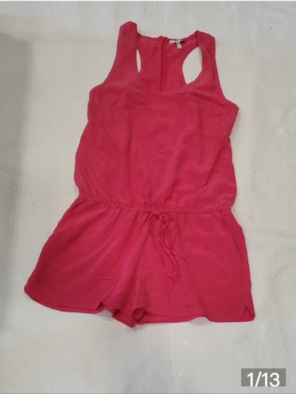 Joie 100% Silk Sleeveless Hot Pink Drawstring Romper - Picture 14 of 14
